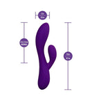 Dimensions of the Sexy Things Fever Dream Silicone Rabbit Vibrator Purple showcasing its sleek design features.