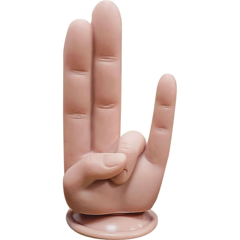 Finger Fest The Shocker Silicone Dildo Vanilla, playful finger-shaped dildo for adventurous pleasure.