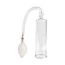 Doc Johnson So Pumped Penis Pump Without Sleeve Clear features a vacuum bulb and clear cylinder for male enhancement.