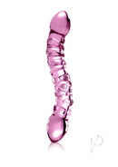 Icicles No 55 Double-Sided Textured Glass Dildo Pink showcasing elegant design and textured features.