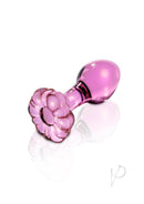 Icicles No 48 Flower Shaped Glass Anal Plug Pink featuring elegant flower design and smooth glass finish.