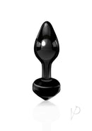 Icicles No 44 Glass Anal Plug Black, a sleek hand-blown black glass anal plug designed for beginners.