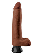 Real Feel Deluxe No 10 Wallbanger Vibrating Dildo 10 inch Brown on a suction base with realistic details.