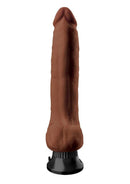 Real Feel Deluxe No 10 Wallbanger Vibrating Dildo 10 inch Brown displayed with a realistic design and suction base.