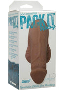 Pack It Lite Brown 4.5-Inch ULTRASKYN Packer packaging showing realistic dildo for packing with veined detailing and plush balls