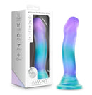 Avant Handcrafted Artisanal Dildo Aurora in packaging, showcasing its unique purple and teal design.