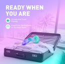 Avant Handcrafted Artisanal Dildo Aurora ready for travel in suitcase with clothes, highlighting durable design.