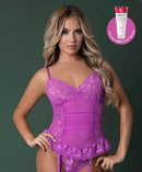 BUTTERFLY FANTASIES BASQUE & CHEEKY PANTY PURPLE GLOW L/XL-0