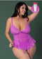 BUTTERFLY FANTASIES BRA GARTER THONG PURPLE GLOW 2XL-0