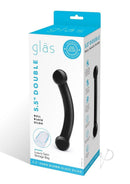 Glas Double Bull Double Ended Black Glass Dildo packaging featuring a sleek design and luxury satin storage bag.