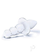 Glas Titus Beaded Butt Plug Clear showcasing smooth glass and beaded design for gradual anal stimulation.