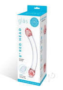 Glas Red Head Glass Double Dildo in packaging featuring vibrant red bulbous heads and a clear glass body.
