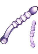 Glas Purple Rain Ribbed Glass Dildo showcasing ribbed texture for enhanced pleasure and stimulation.