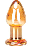 Glas Over Easy Glass Butt Plug Orange displayed with a smooth, glossy finish in bright orange glass.
