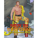 Men In Uniform Adult Coloring Book cover featuring a firefighter illustration by M.G. Anthony.