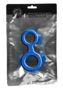 Oxballs 8-Ball Silicone Cock and Ball Ring Blue in packaging, showcasing its unique design and vibrant color.