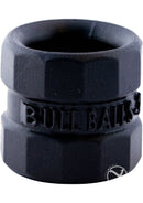 Oxballs Bullballs-1 Silicone Ball Stretcher Black close-up view, showcasing refined design and texture details.