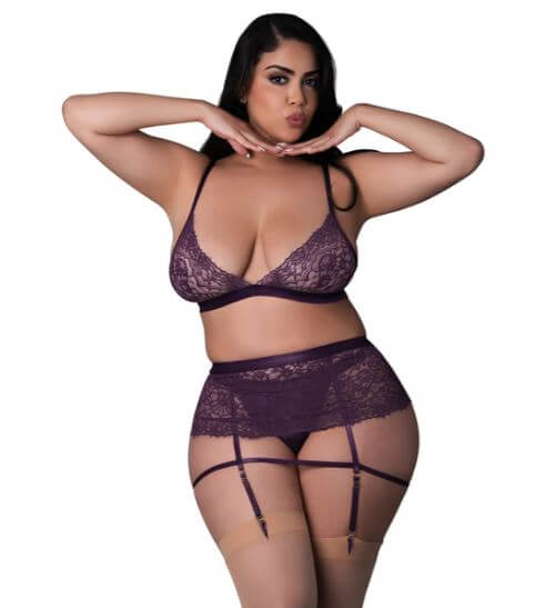 BRALETTE SKIRT THONG PLUM 2XL-0