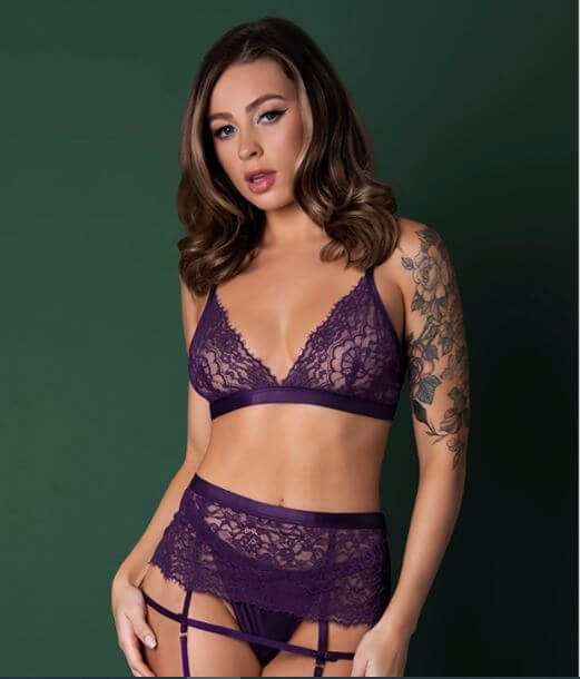BRALETTE SKIRT THONG PLUM L/XL-3