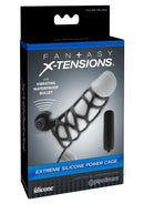 Fantasy X-Tensions Extreme Power Vibrating Cock Cage Black packaging with vibrating waterproof bullet design