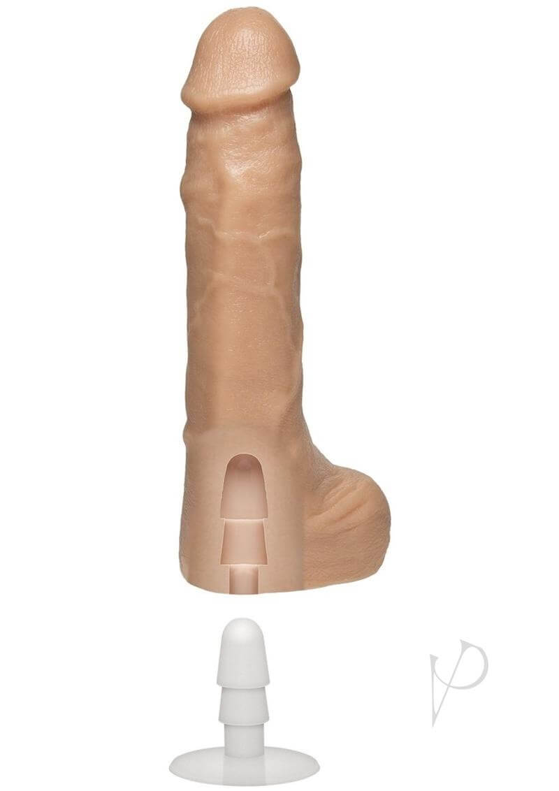 Bust It 8.5" realistic ejaculating dildo with Nut Butter feature for an authentic experience.