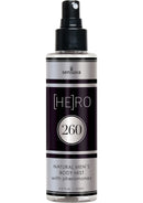 Hero 260 Natural Men's Body Mist with Pheromones 4.2 Oz, pheromone-infused body mist for men.