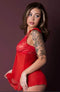 BABY DOLL & THONG SET RED S/M-1