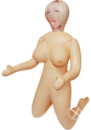 Monique Inflatable Love Doll Vanilla posed in a kneeling position, perfect for playful adventures and easy storage.