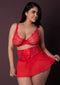 BRALETTE SKIRT THONG RED 2XL-0