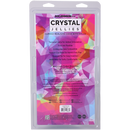 Crystal Jellies Curved Realistic Cock With Balls 8 Inch Teal packaging with product details and dimensions.