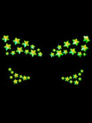 Leg Avenue Celeste Glow in the Dark Face Jewels with iridescent star pattern for festivals and raves.