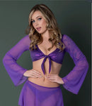 GLIMMER CROP TOP SKIRT THONG METALLIC PURPLE S/M-2