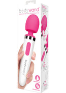 Bodywand Aqua Mini Rechargeable Silicone Wand Massager Pink in packaging, showcasing its compact design and features.