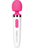 Bodywand Aqua Mini Rechargeable Silicone Wand Massager Pink sleek design with bright pink head and user-friendly controls.