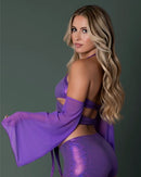 GLIMMER BRALETTE & SHORTS METALLIC PURPLE L/XL-2