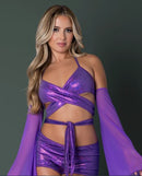 GLIMMER BRALETTE & SHORTS METALLIC PURPLE L/XL-0