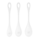 Satisfyer Yoni Power 1 Kegel Ball Training Set White, a three-piece set of graduated kegel balls in white.