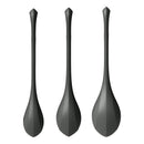 Satisfyer Yoni Power 2 Kegel Ball Training Set Black - three progressive Kegel balls in different sizes and weights.