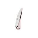 Satisfyer Pret-a-porter Air Pulse Clitoral Vibrator featuring a white leather texture and rose-gold accents.