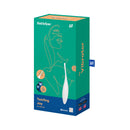Satisfyer Twirling Joy App Controlled Vibrator White packaging with sleek design and Bluetooth connectivity.