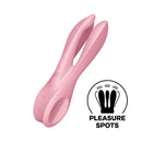 Satisfyer Threesome 1 Lay-On Vibrator Pink with flexible arms for ultimate clitoral and labia stimulation.