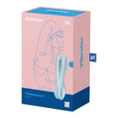 Satisfyer Threesome 1 Lay-On Vibrator Light Blue packaging with artistic design.