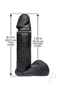 Dimensions of the Vac-U-Lock Code Black UR3 Realist Cock: 8.10 inches total length, 7.30 inches insertable length, 2.00 inches width.