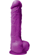 Colours Pleasures Silicone Dildo 5 Inch Purple showcasing its realistic veined design and vibrant color.