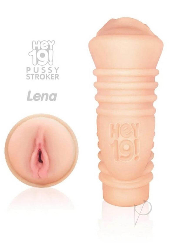 Hey 19 Vibrating Teen Pussy Stroker Lena, made from body-safe TPR, features single entry design, easy clean-up, and includes bullet vibrator.