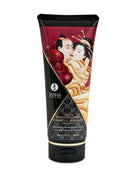 Shunga Massage Cream, Sparkling Strawberry Wine flavor, 7 oz tube with artistic label, silky smooth and edible for sensual experiences.