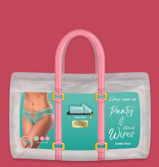 SWEETUMS CROTCHLESS PANTY W/ WIPES MINT L/XL-0
