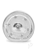 Oxballs Atomic Jock Jerk Masturbator Clear showing ribbed interior and suction base for enhanced pleasure.