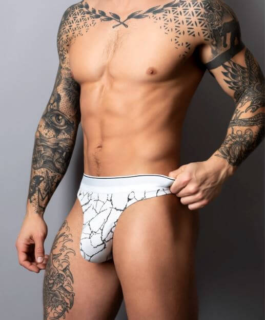 SOO CUMFY THONG BLACK/WHITE S/M-1