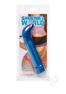 Shane's World Sparkle G G-Spot Vibrator Blue in packaging with glitter finish and multi-speed features.